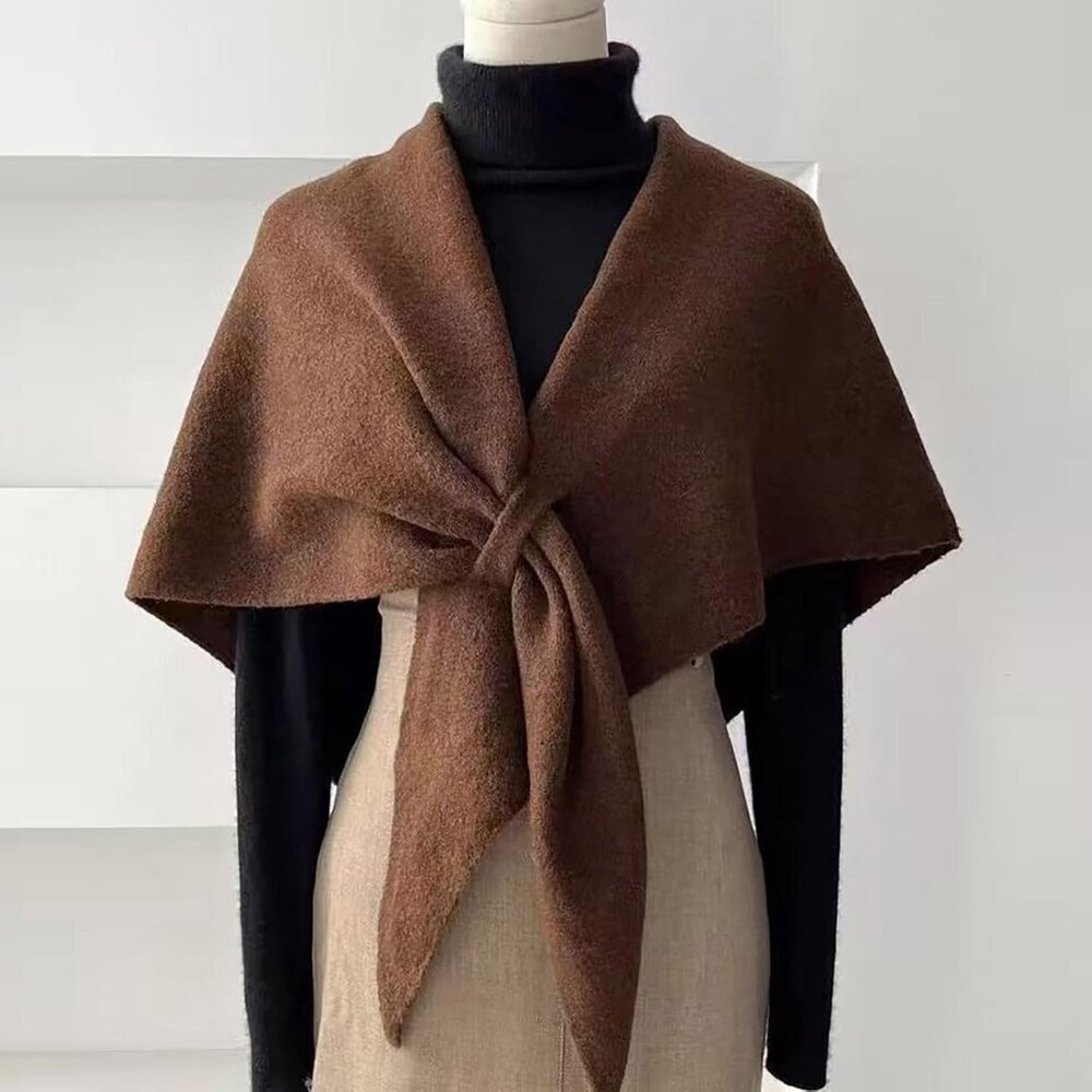 Versatile Women's Knitted Shawl Wrap - Timeless Wool-Cashmere Blend Design - Picture 4 of 8